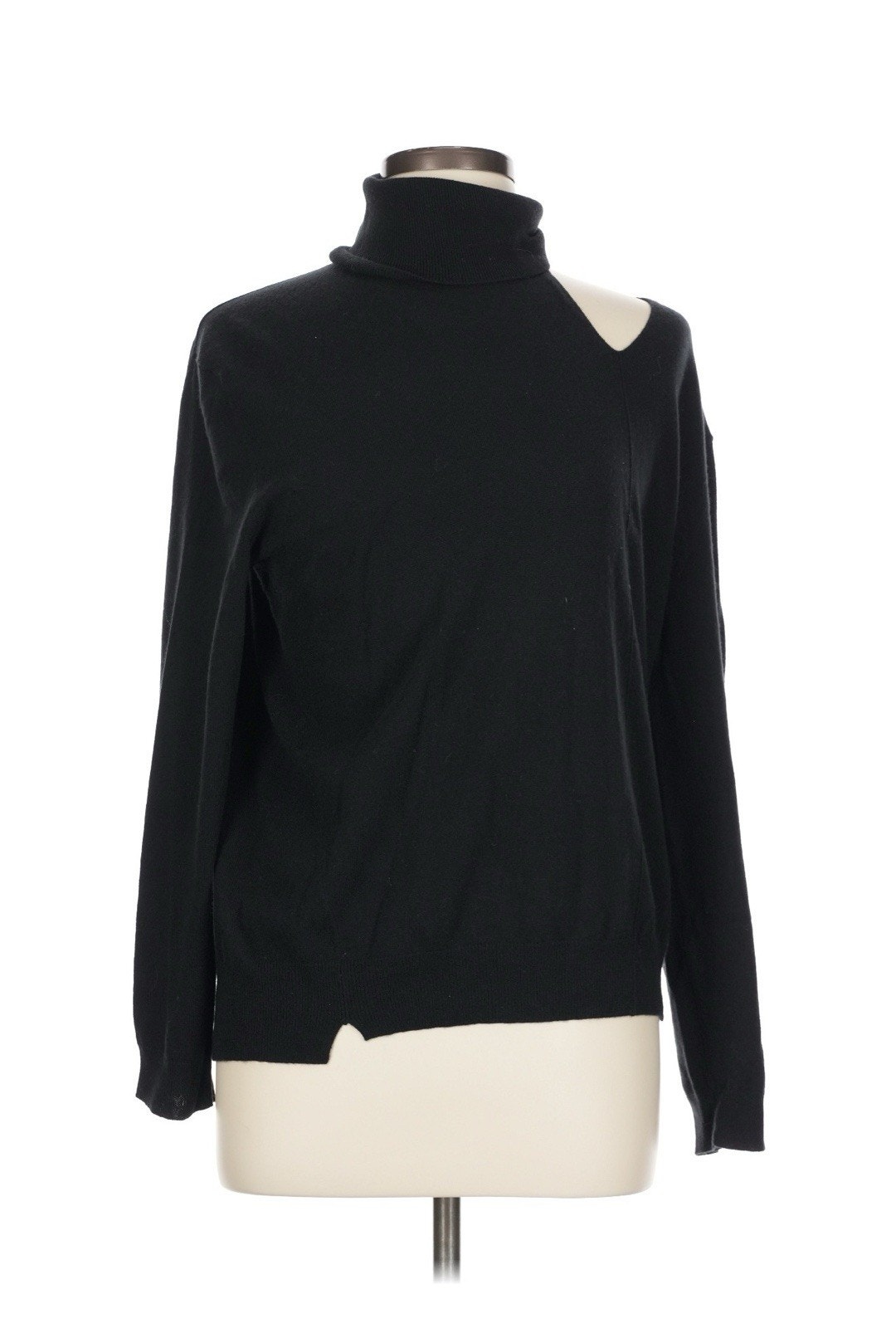 Arch 4 Baby Goat Cashmere Black Turtleneck Oyster Sweater Cut Out L